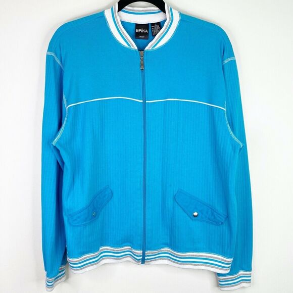 Erika Sport Blue Zip Up Jacket Size XL Womens - Picture 1 of 9